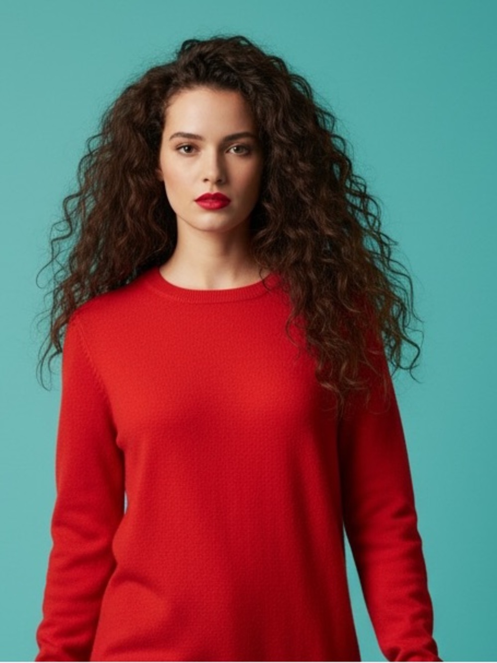 Bartonlini Italy Red 100% Merino Wool Long Sleeve Knit Sweater Top Size S